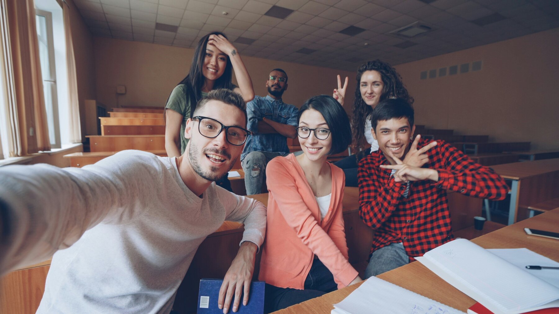 Students learning together in a classroom